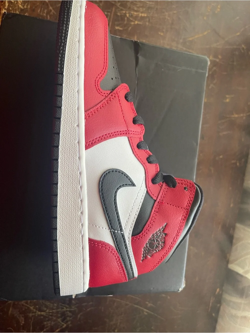 Jordan Kids Red, Black & White High-Top Sneakers